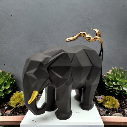 Geometric Elephant - Charcoal Black