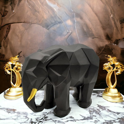 Geometric Elephant - Charcoal Black