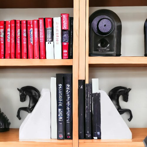 Horse Bookends - Chalk White & Black