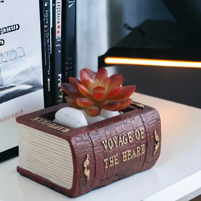 Leather Book Succulent Pot
