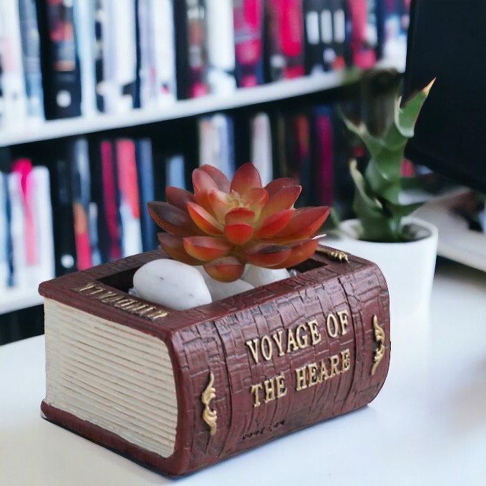 Leather Book Succulent Pot