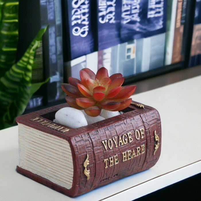 Leather Book Succulent Pot