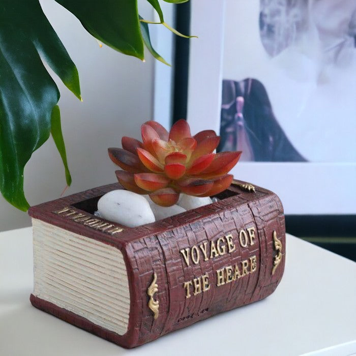 Leather Book Succulent Pot