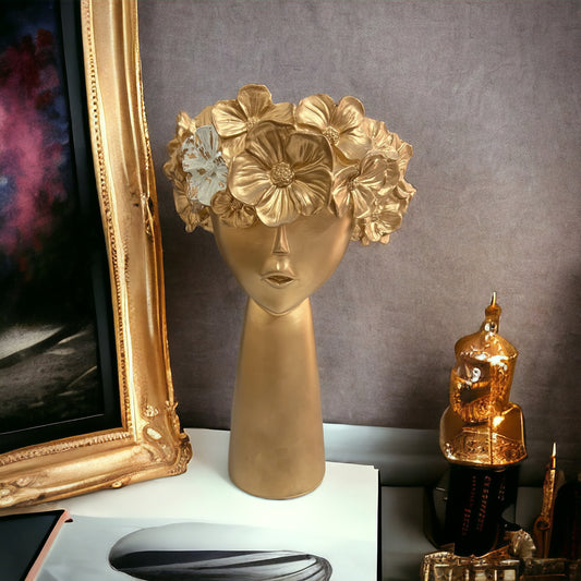 Flower Head Girl Vase - Matte Bronze