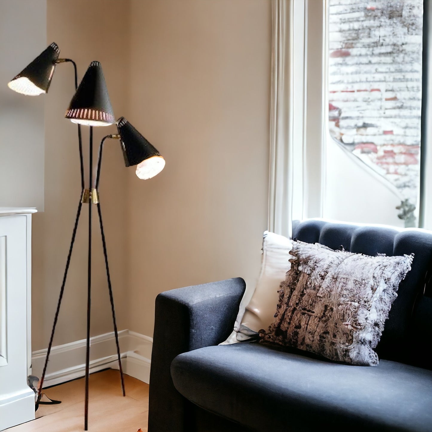 Tri-Face Iron Floor Lamp