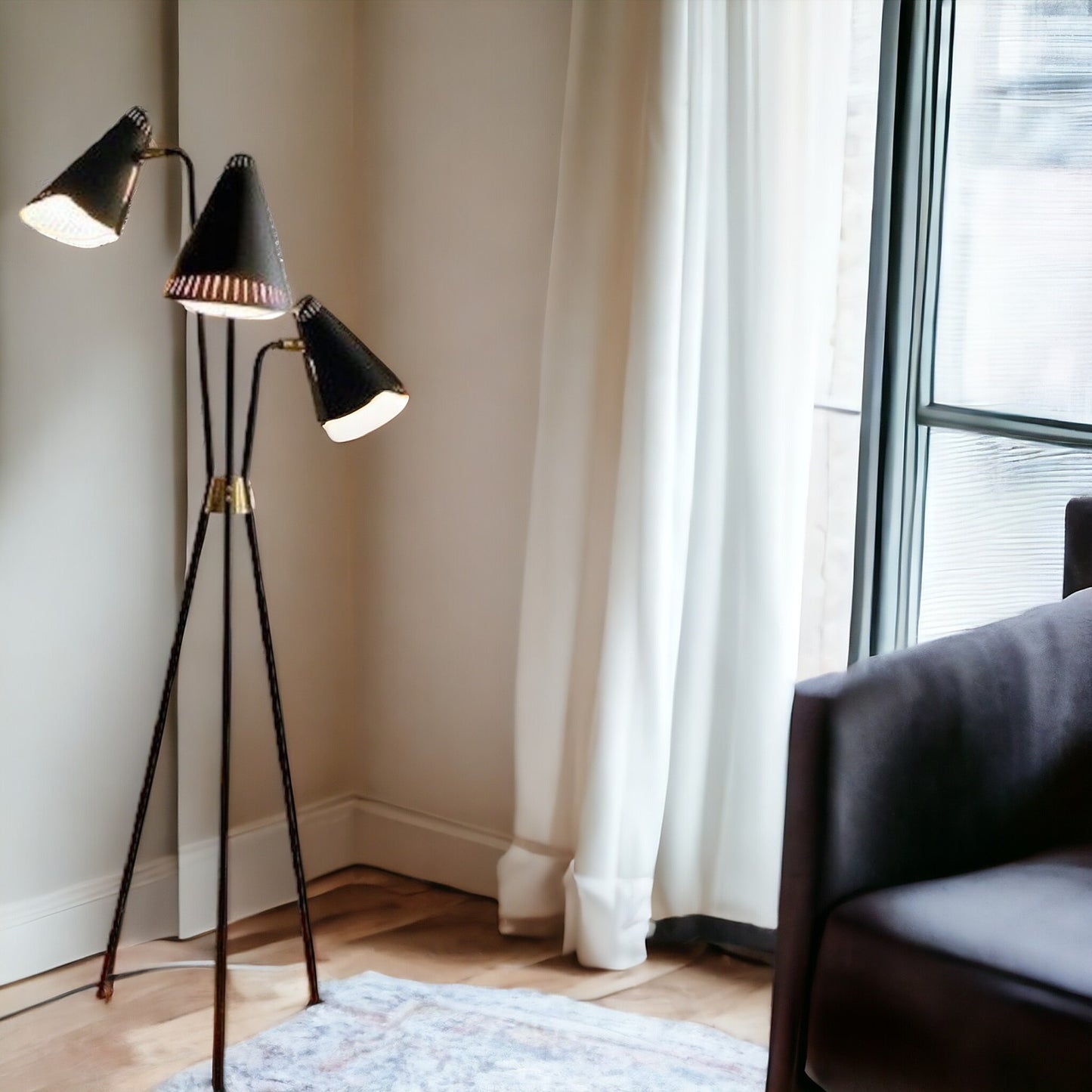 Tri-Face Iron Floor Lamp