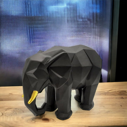 Geometric Elephant - Charcoal Black