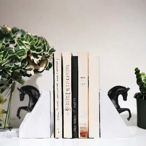 Horse Bookends - Chalk White & Black