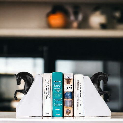 Horse Bookends - Chalk White & Black