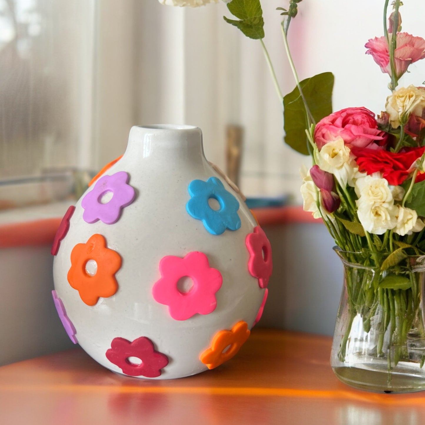 Mini-Flower Oval Ceramic Vase