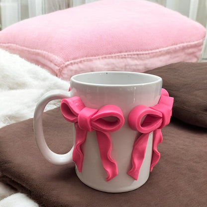 Wavy Pink Bow Ceramic Mug