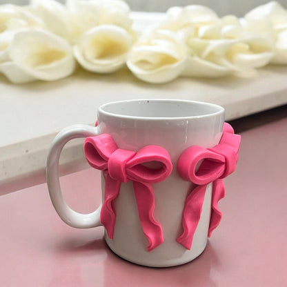 Wavy Pink Bow Ceramic Mug