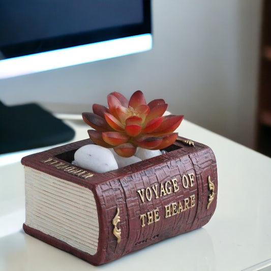 Leather Book Succulent Pot