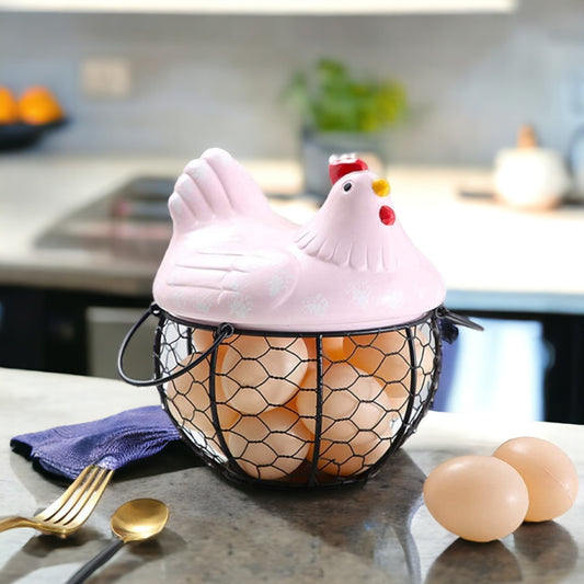 Ceramic Chicken Egg Holder - Baby Pink