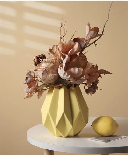Geometric Ceramic Vase - Canary Yellow