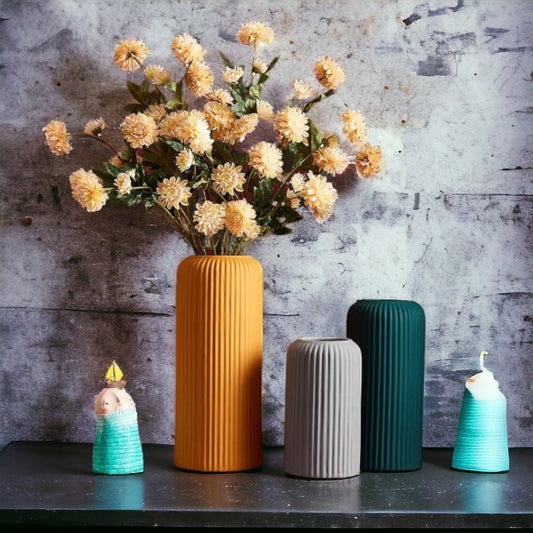 Matte Cylindrical Vase - Set of 3