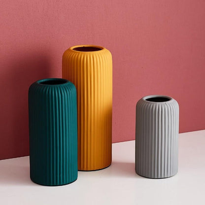 Matte Cylindrical Vase - Set of 3