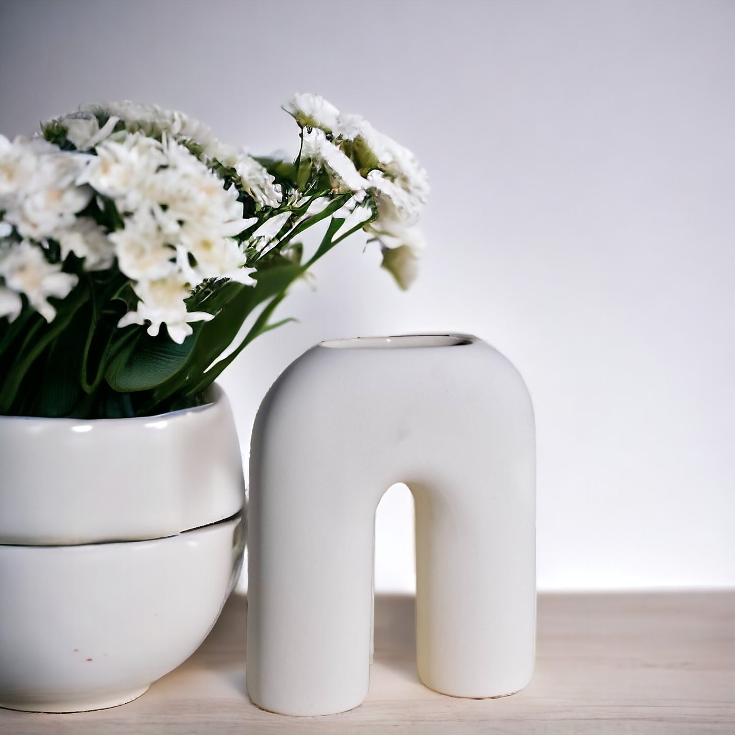 N Ceramic Vase - Bone White