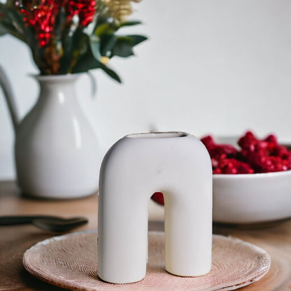 N Ceramic Vase - Bone White