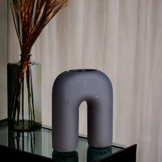 N Ceramic Vase - Graphite Grey