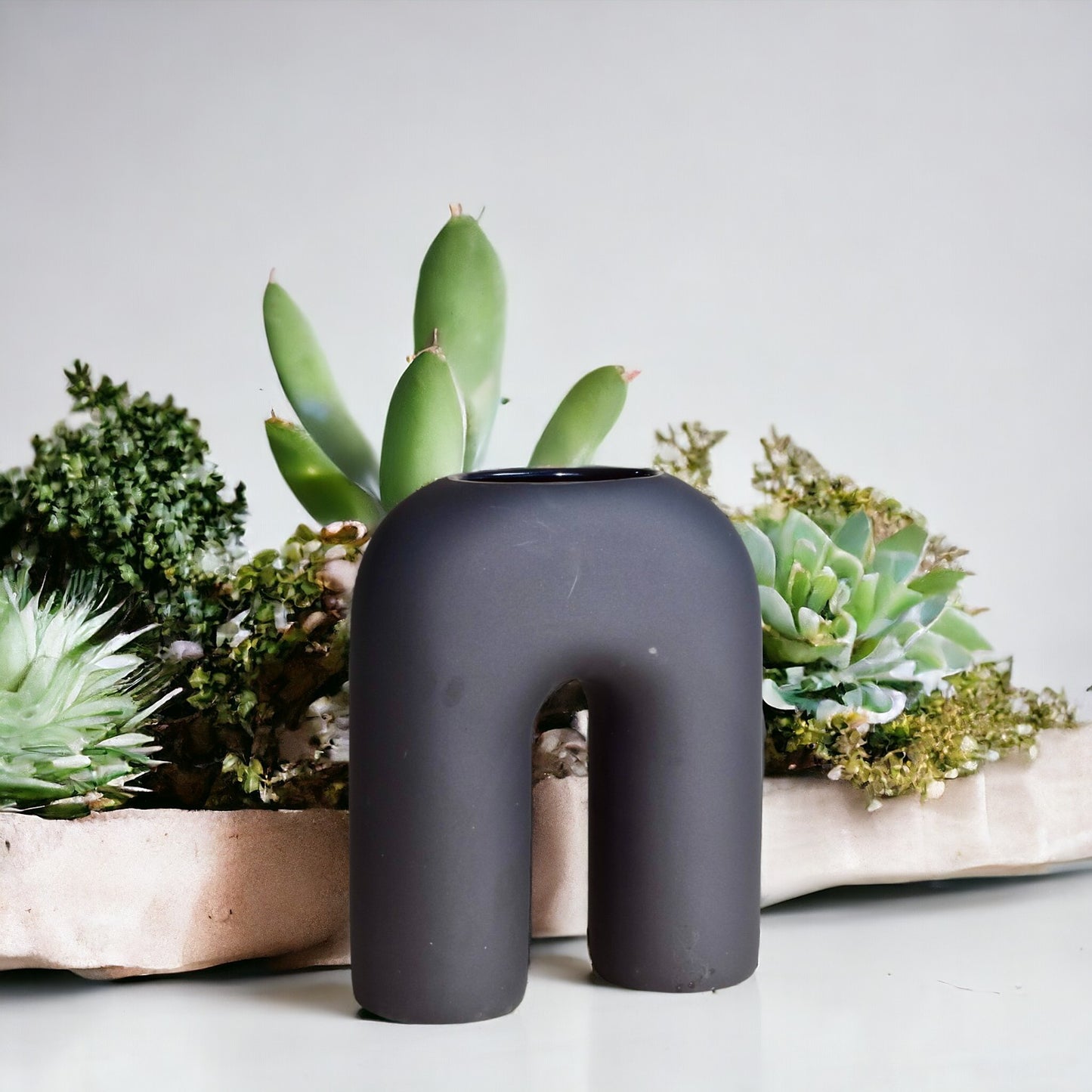 N Ceramic Vase - Graphite Grey