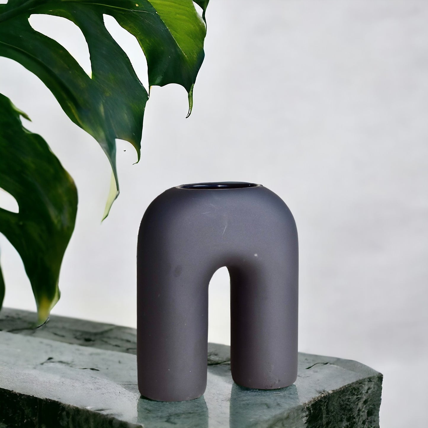 N Ceramic Vase - Graphite Grey