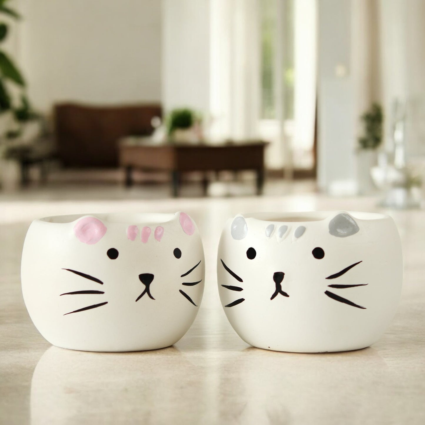 Ceramic Cat Planters - Set of 2