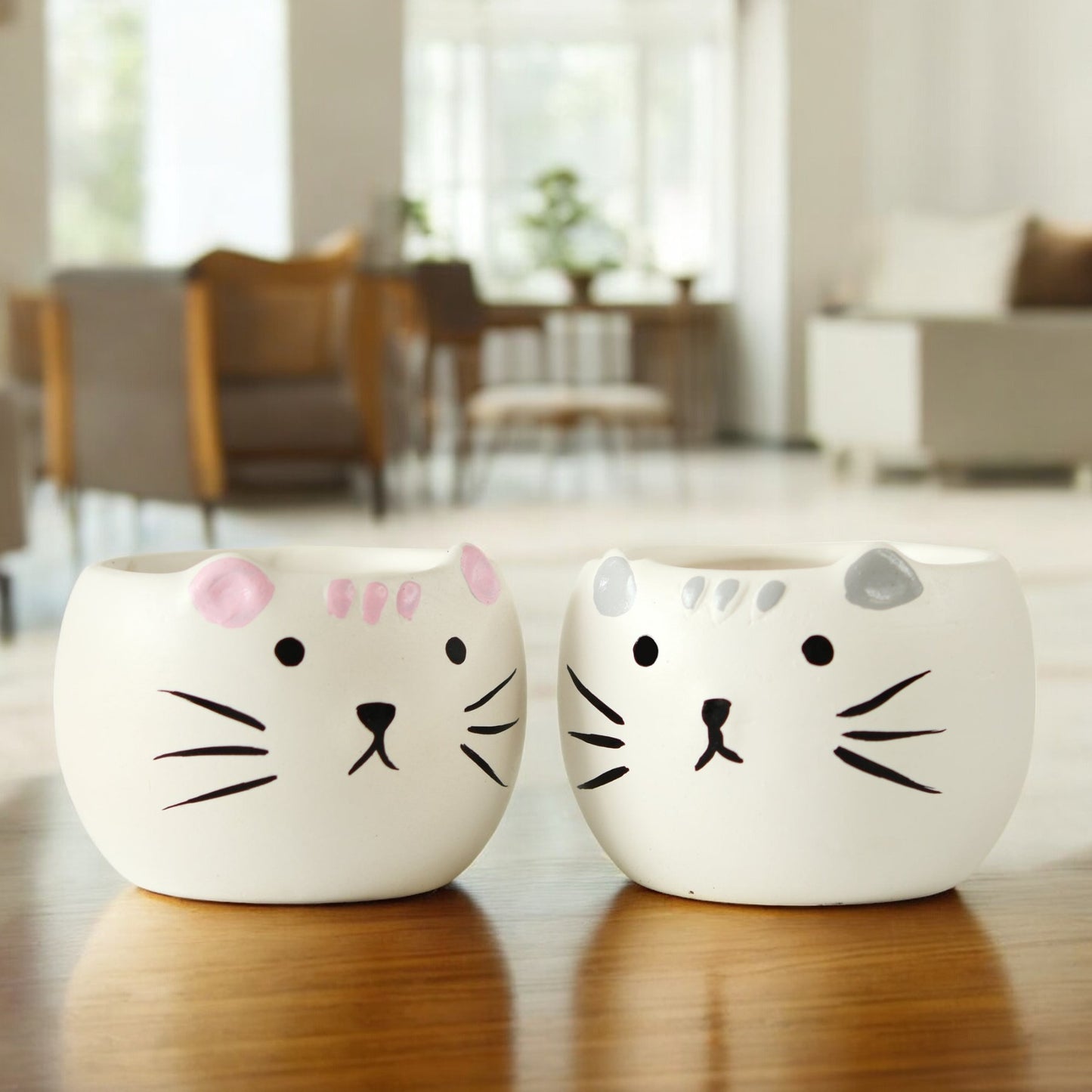 Ceramic Cat Planters - Set of 2