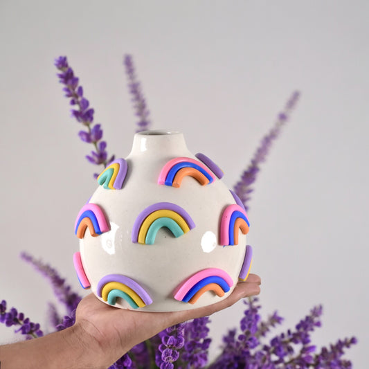 Mini-Rainbow Oval Ceramic Vase