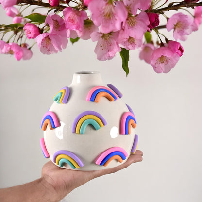 Mini-Rainbow Oval Ceramic Vase