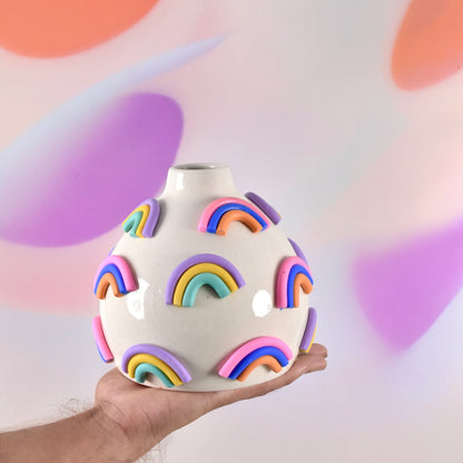 Mini-Rainbow Oval Ceramic Vase