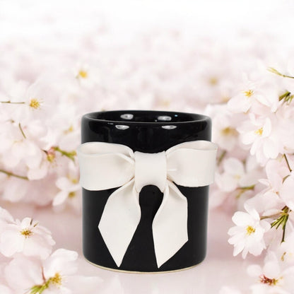 Tuxedo Bow Ceramic Succulent Pot - Dark Edition