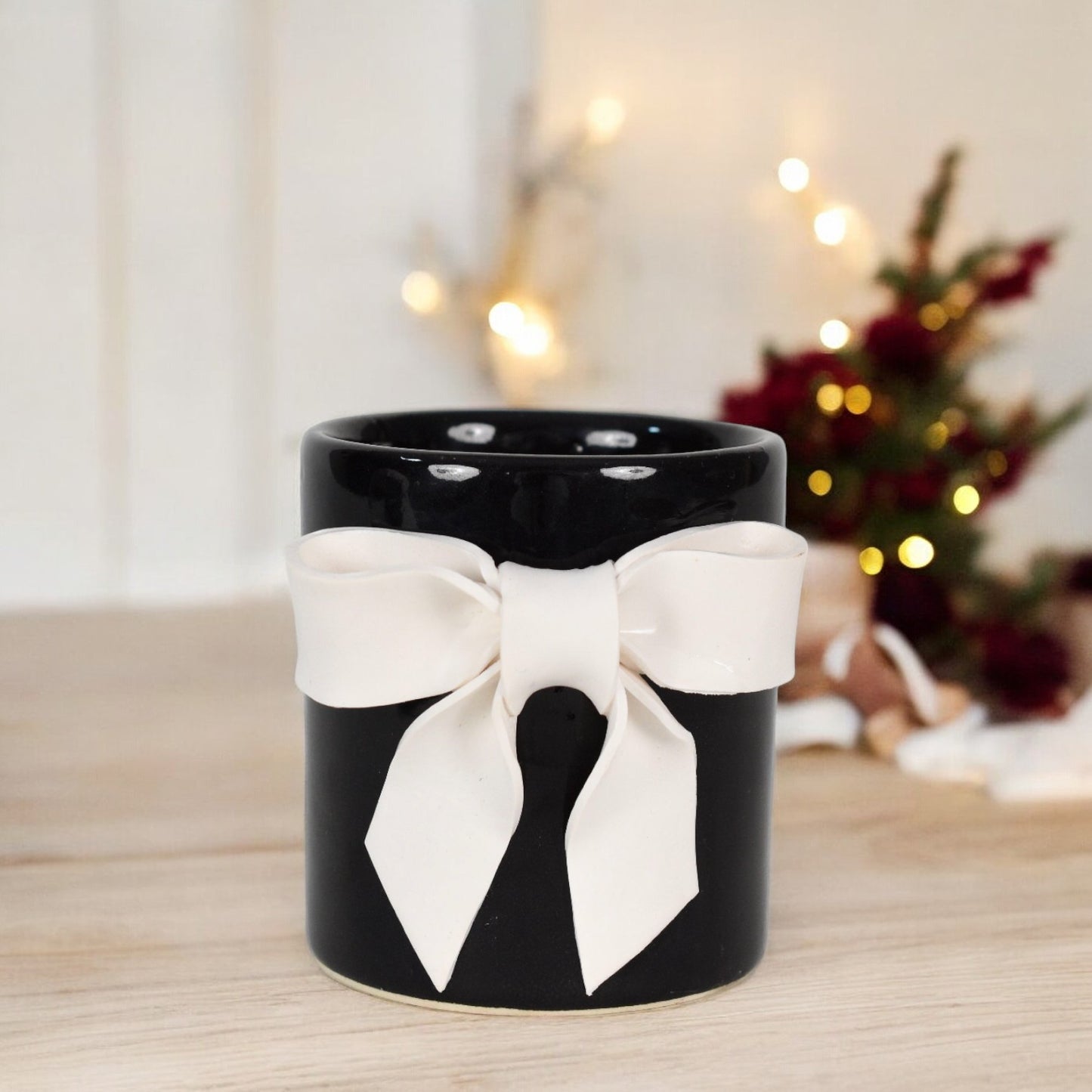 Tuxedo Bow Ceramic Succulent Pot - Dark Edition