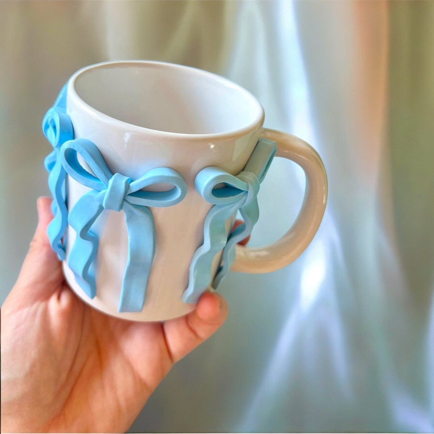 Wavy Blue Bow Ceramic Mug