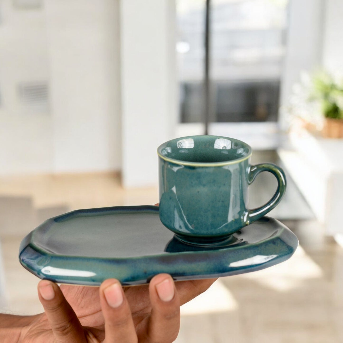 Irregular Glazed Cup & Saucer