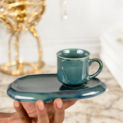 Irregular Glazed Cup & Saucer