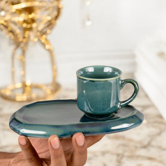 Irregular Glazed Cup & Saucer