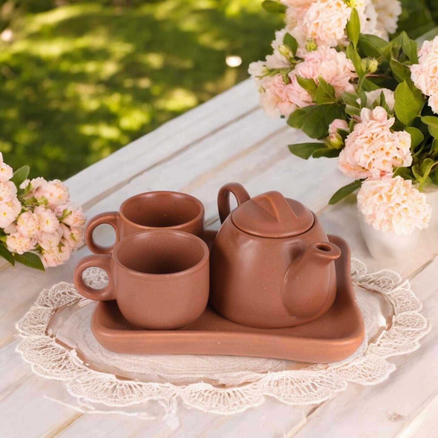 Pastel Tea Pot Set - Earth Brown