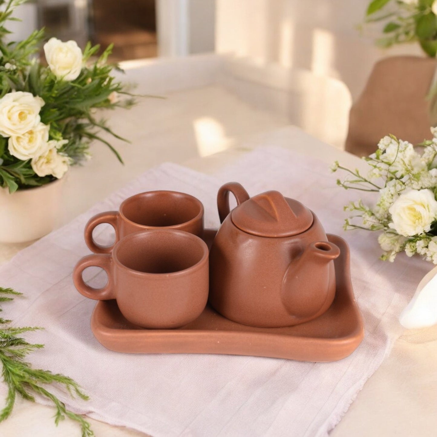 Pastel Tea Pot Set - Earth Brown