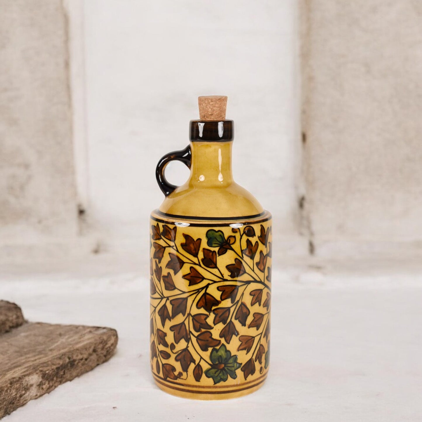 Italian Ceramic Oil Dispenser - Yellow Leaf