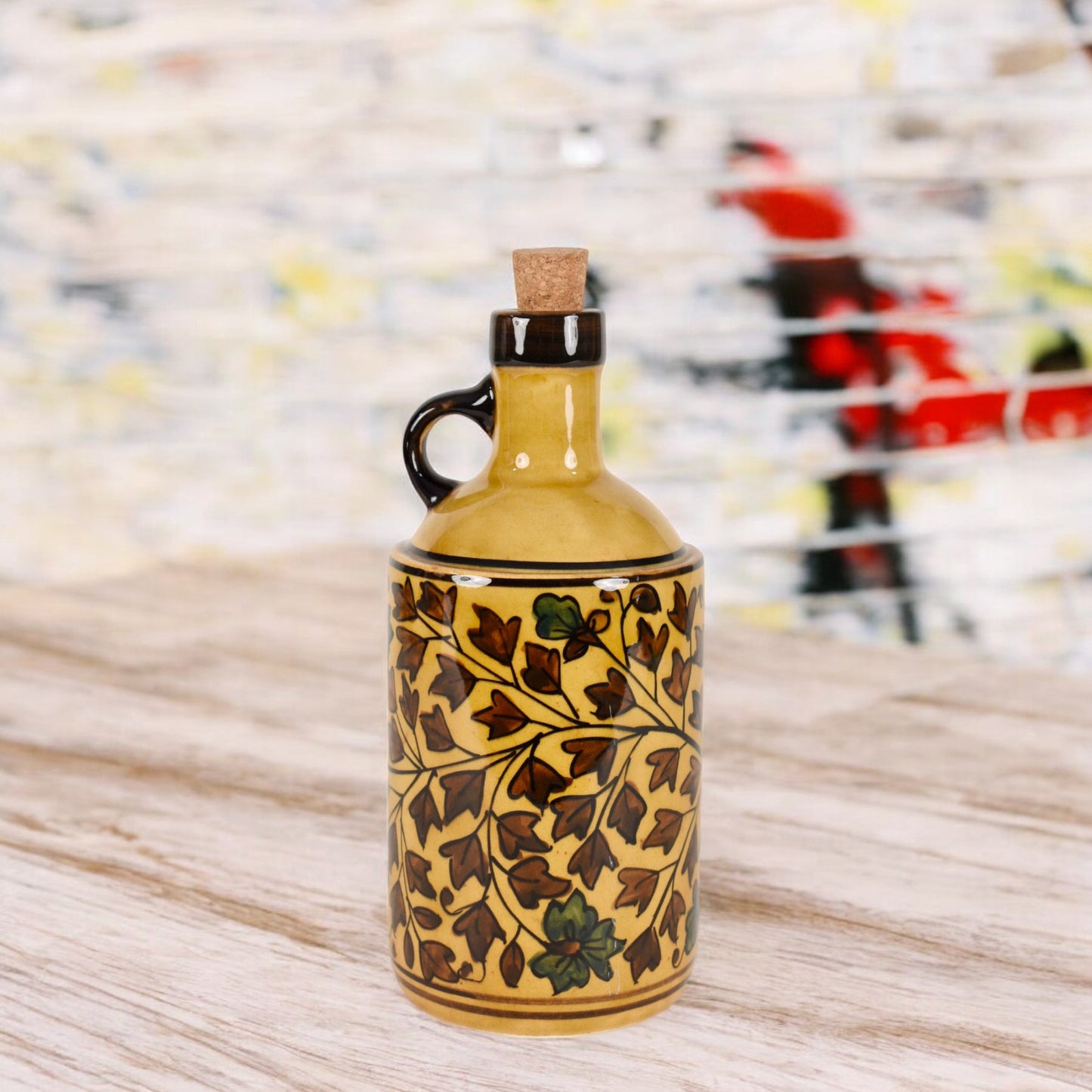 Italian Ceramic Oil Dispenser - Yellow Leaf