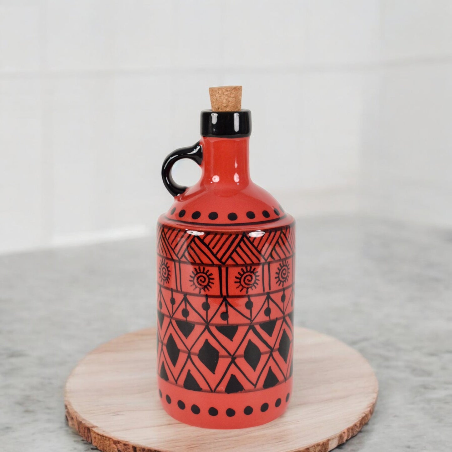 Italian Ceramic Oil Dispenser - Tribal Red