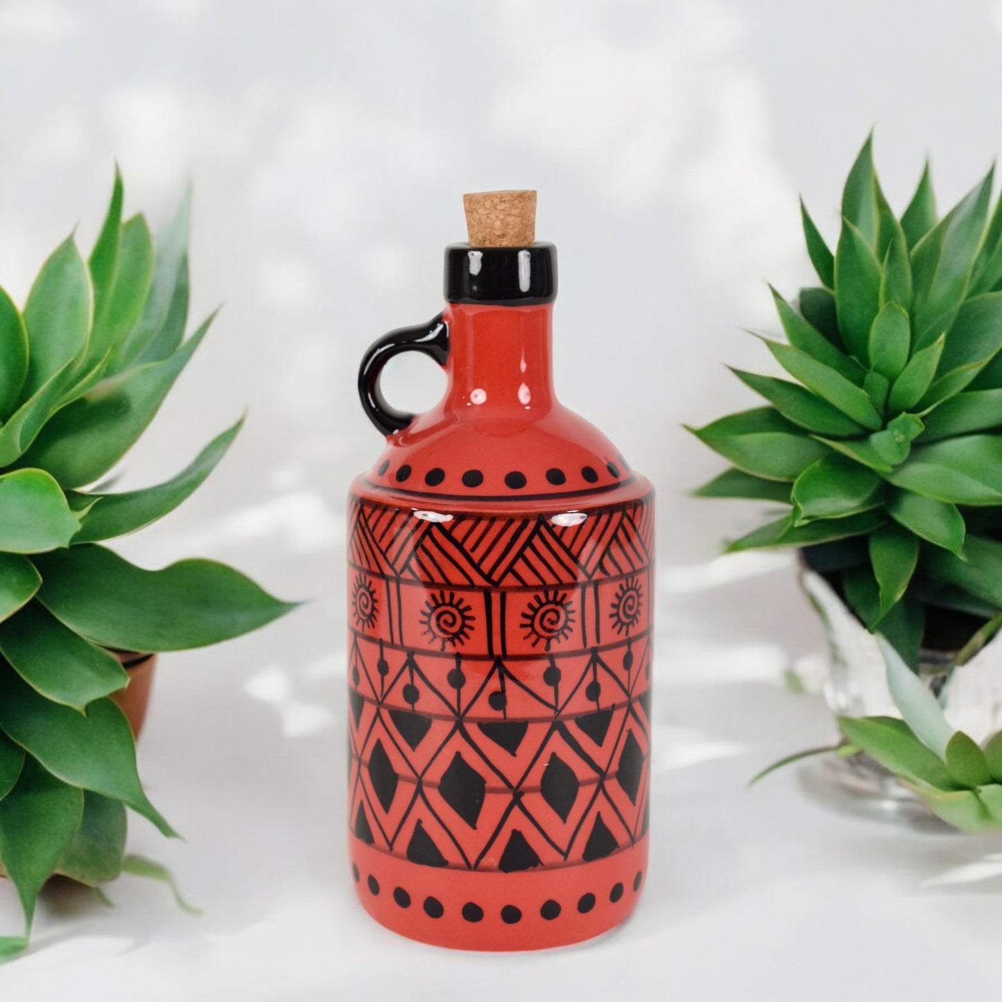 Italian Ceramic Oil Dispenser - Tribal Red