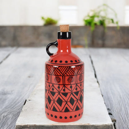 Italian Ceramic Oil Dispenser - Tribal Red