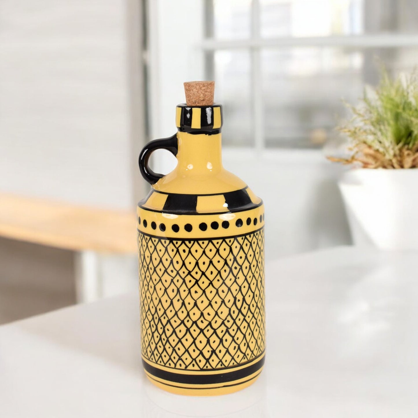 Italian Ceramic Oil Dispenser - Black & Yellow