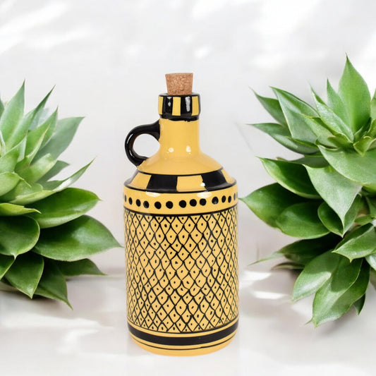 Italian Ceramic Oil Dispenser - Black & Yellow