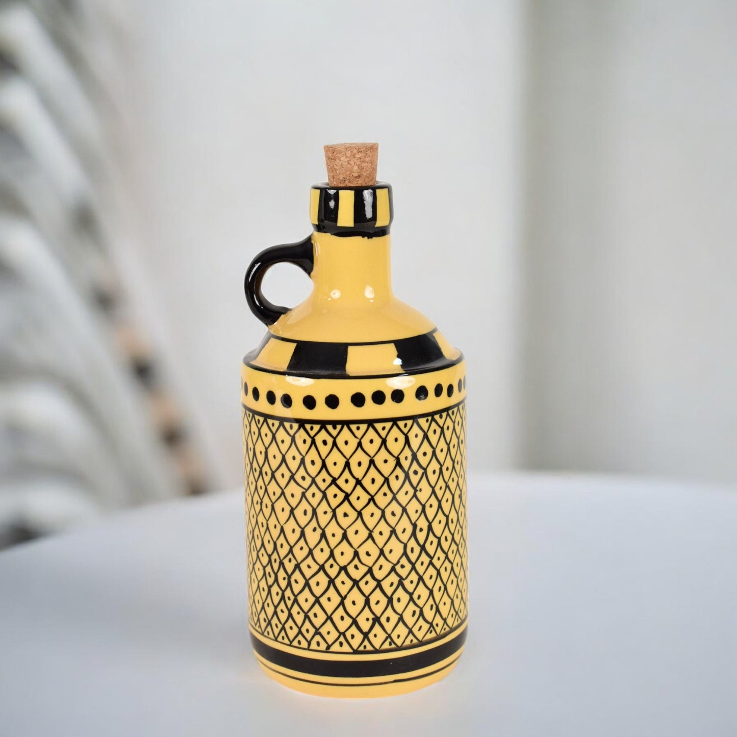 Italian Ceramic Oil Dispenser - Black & Yellow