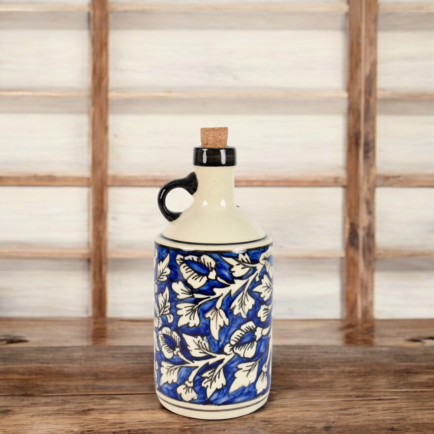 Italian Ceramic Oil Dispenser - Blue Leaf