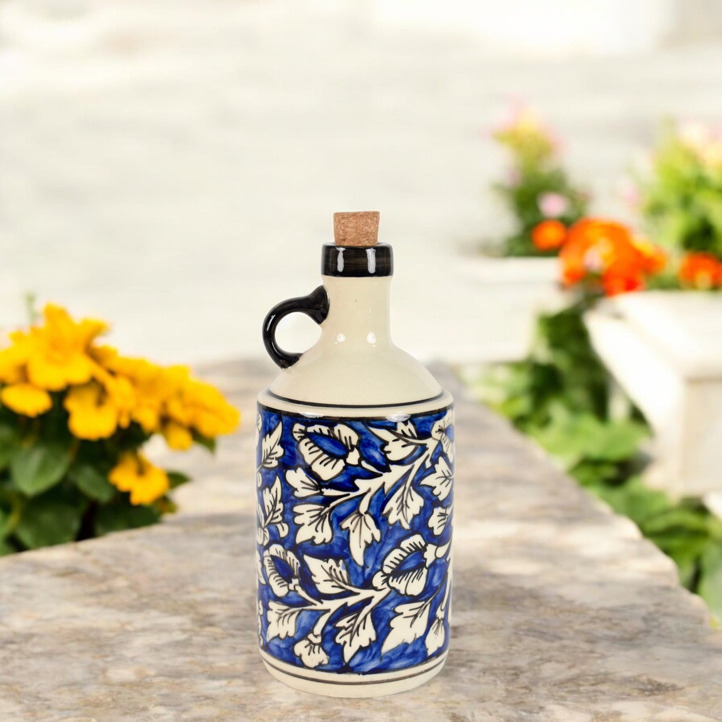 Italian Ceramic Oil Dispenser - Blue Leaf