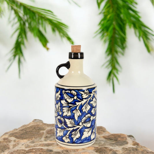 Italian Ceramic Oil Dispenser - Blue Leaf